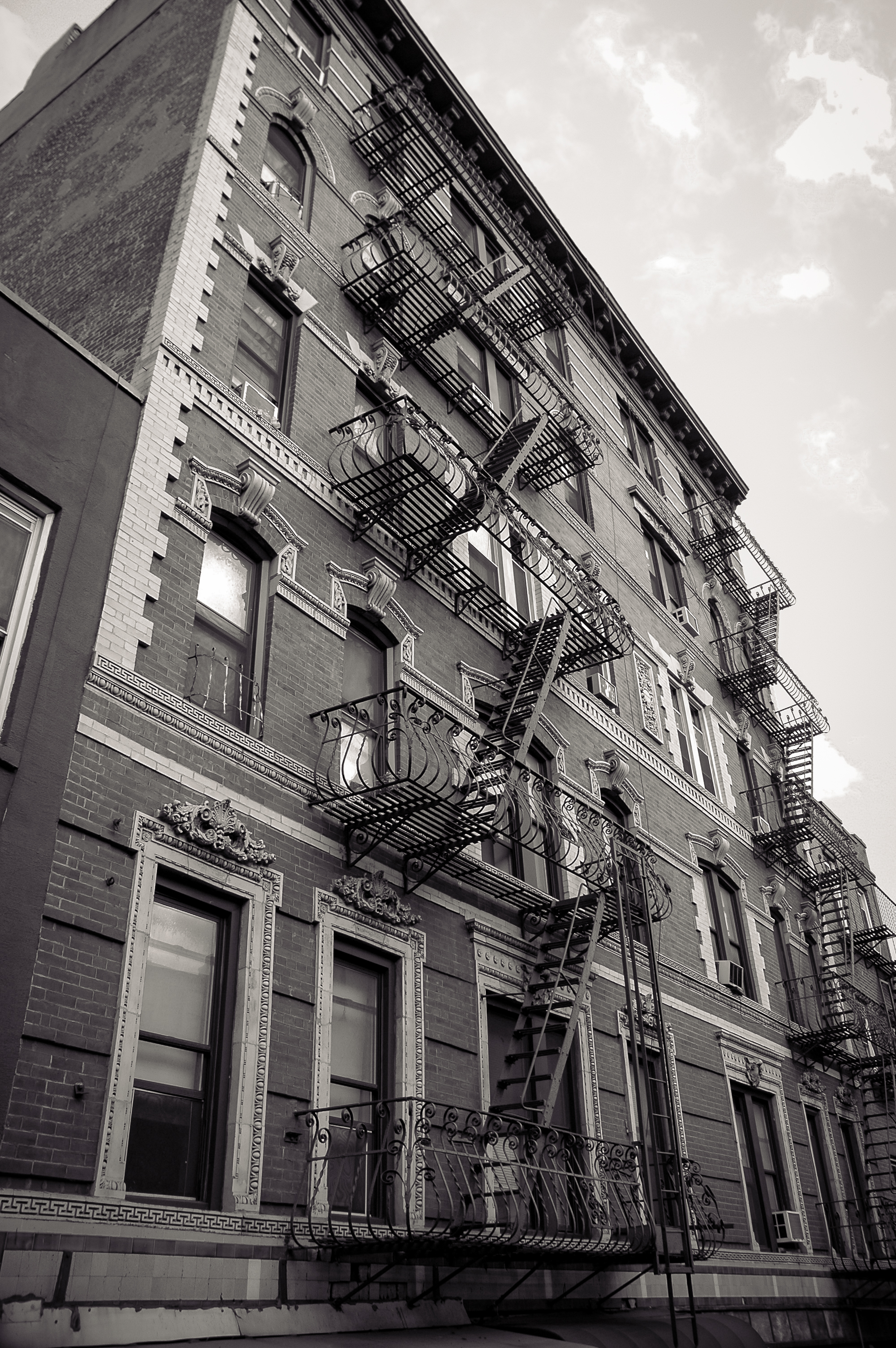 Fire escapes on a New York building